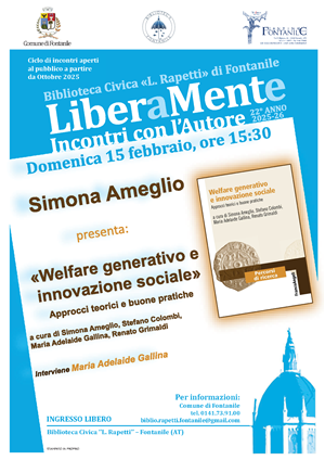 Domenica 15 febbraio 2026 ore 15:30 presso la Biblioteca Civica "L. Rapetti" - Liberamente - Ciclo di incontri con l'autore - 22° anno 2025-2026