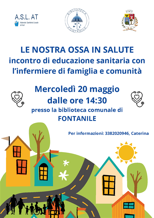 Mercoledì 20 maggio 2026 alle ore 14:30 presso la Biblioteca Civica "L. Rapetti" - Convegno "Le nostre ossa in salute" in collaborazione con l'A.S.L.