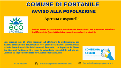 Nuovo sportello consegna sacchetti per la raccolta dei rifiuti